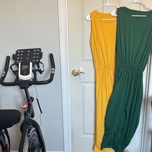 Yellow and Green Sleeveless Maxi Dresses with pockets bundle or set of two